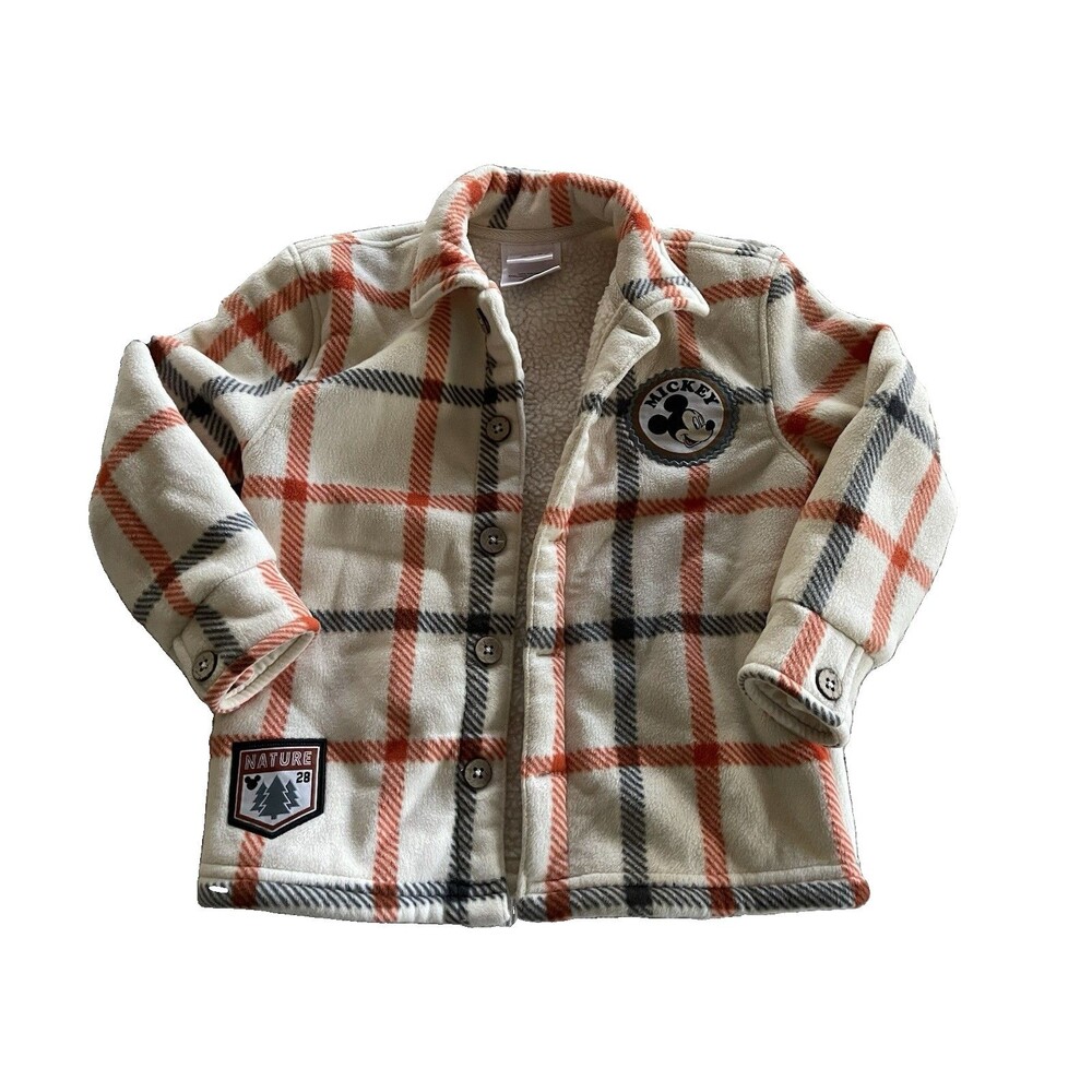 Disney Junior Mickey Mouse Nature Shacket Shirt Lined Button Up Boys 4T